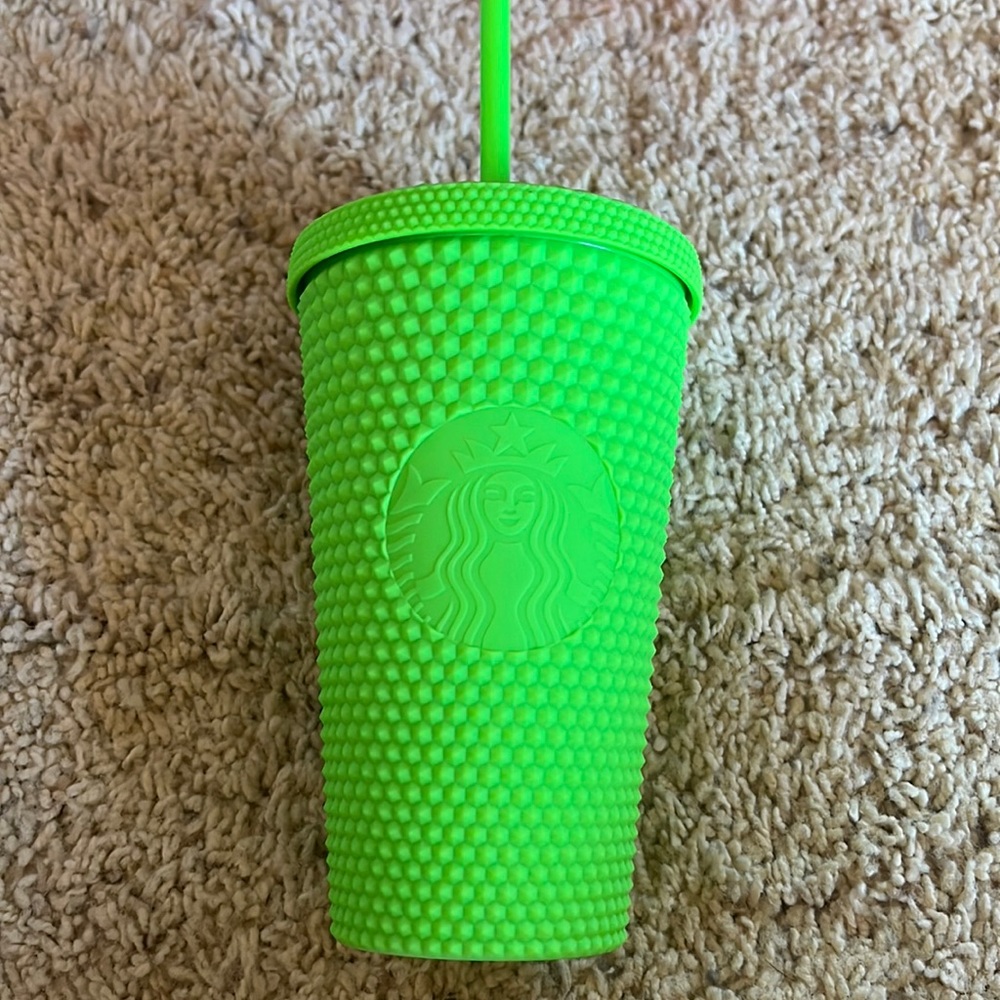 Starbucks Halloween Lime Green Studded Tumbler Travel Cup  Neon Grande